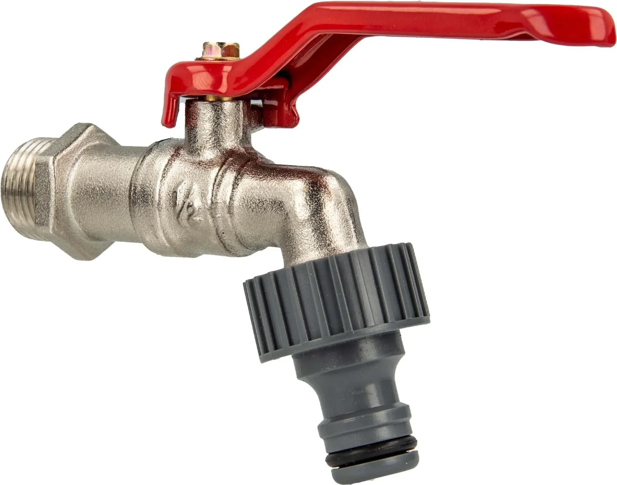 tecuro Kugelauslaufhahn 1/2" mit Steckkupplung – Griff rot