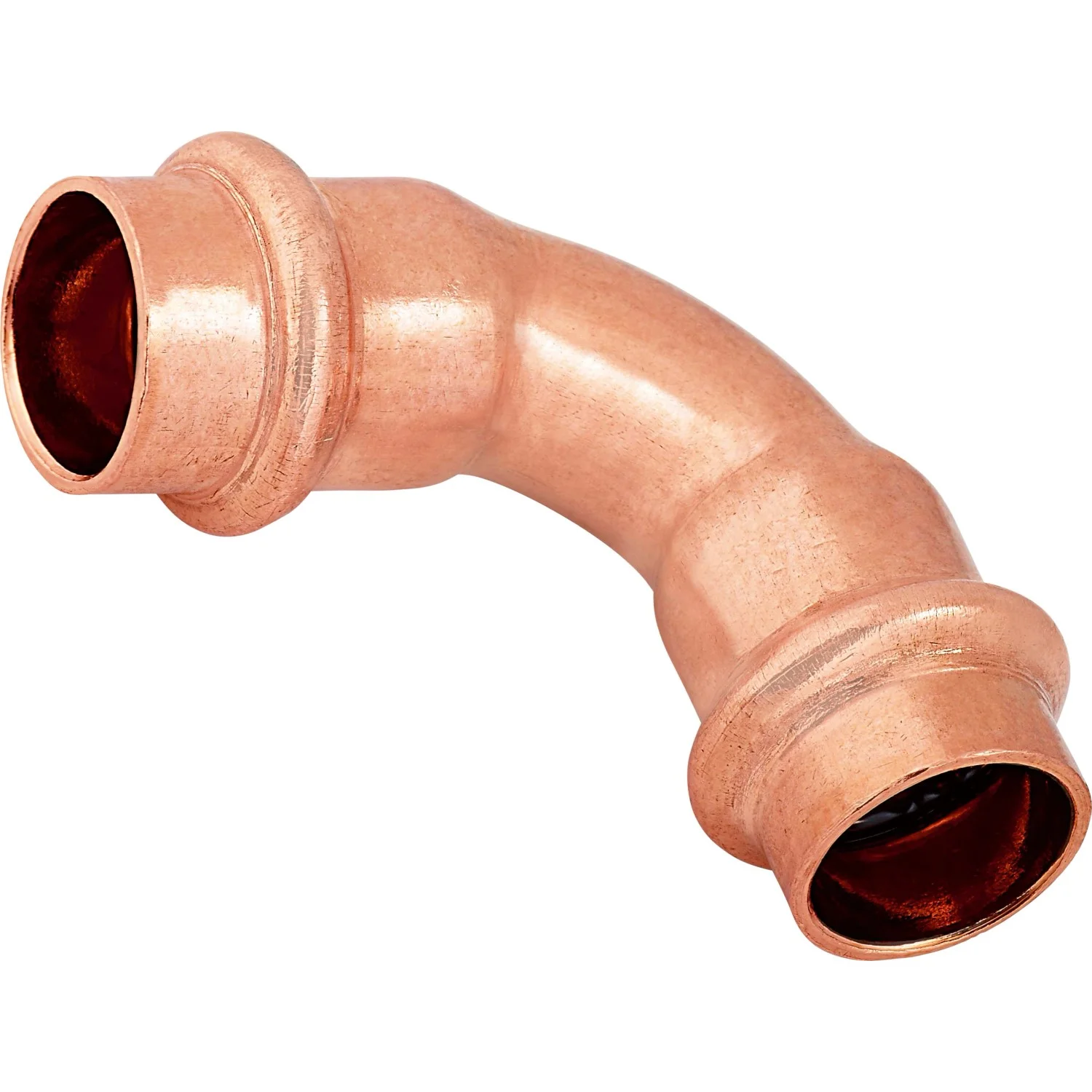 Pressbogen Ø 15 mm Kupfer – 90° Bogen, V-Kontur (10 Stück)