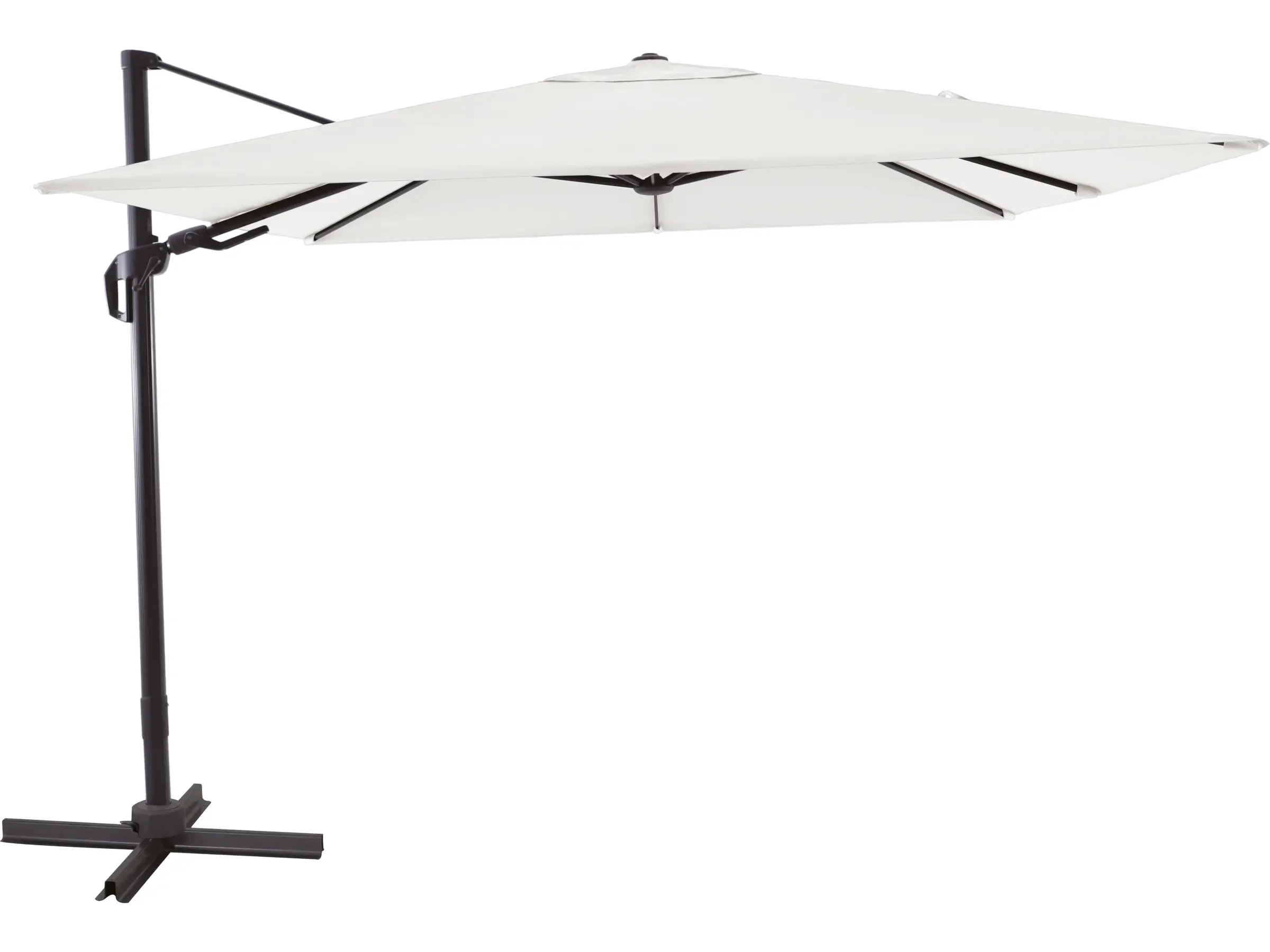 Ampelschirm Aros 2,8 × 2,8 m – Quadratisch Cremeweiß mit Kurbel